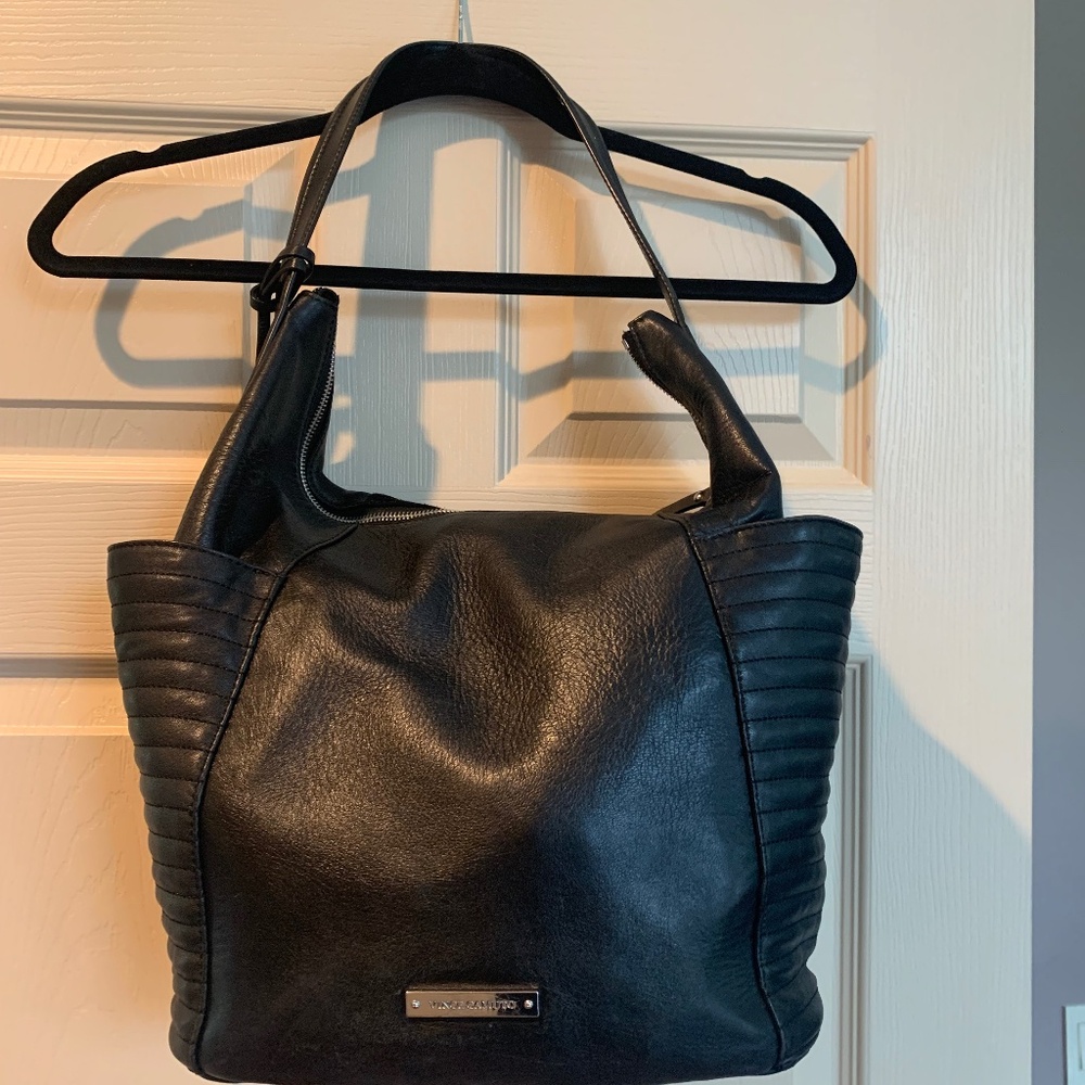 Vince Camuto Black Leather/Suede Hobo Handbag